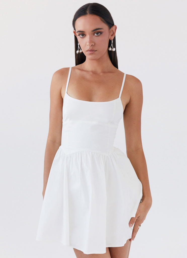 Womens Tesoro Mio Mini Dress in the colour White in front of a light grey background