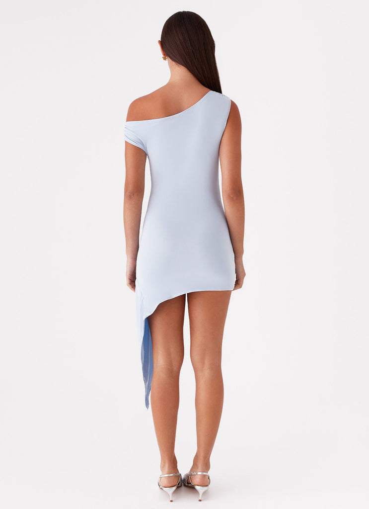 Womens Shauna Mini Dress in the colour Blue in front of a light grey background