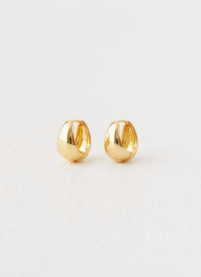 Dome Teardrop Earrings - Gold
