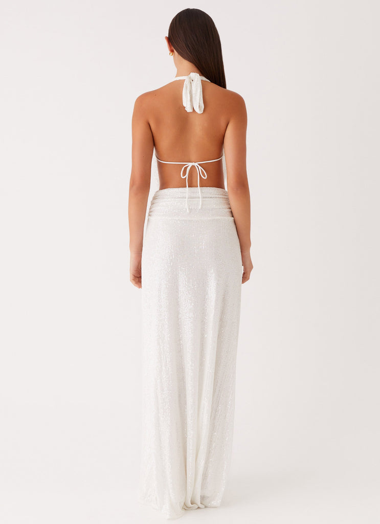 Elysia Sequin Maxi Dress - White