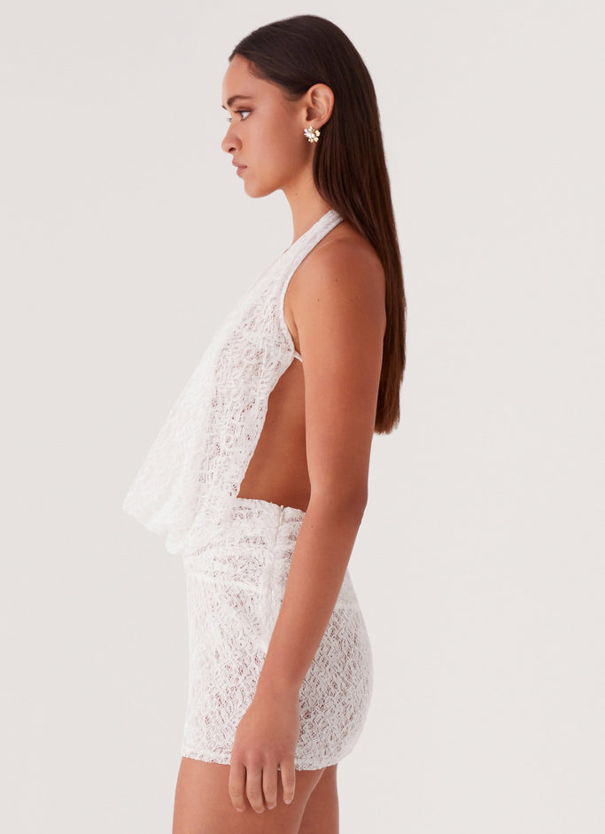 Elysia Lace Mini Dress - White