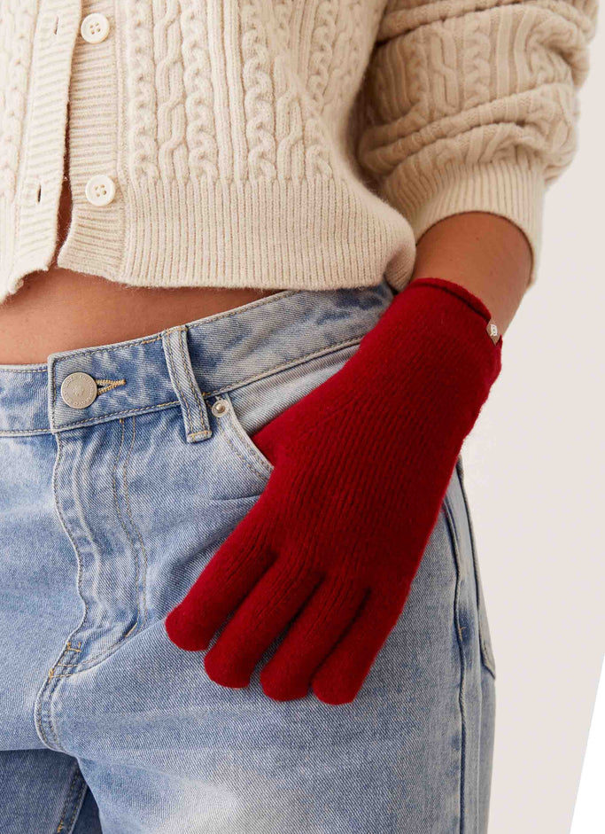 Snow Angel Wool Gloves - Red