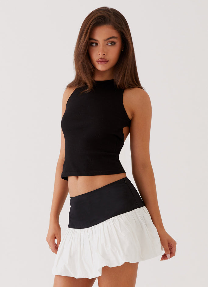 Riva Bubble Hem Mini Skirt - Black Ivory