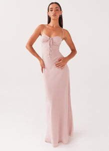 Womens Aveline Maxi Dress in the colour Mauve in front of a light grey background