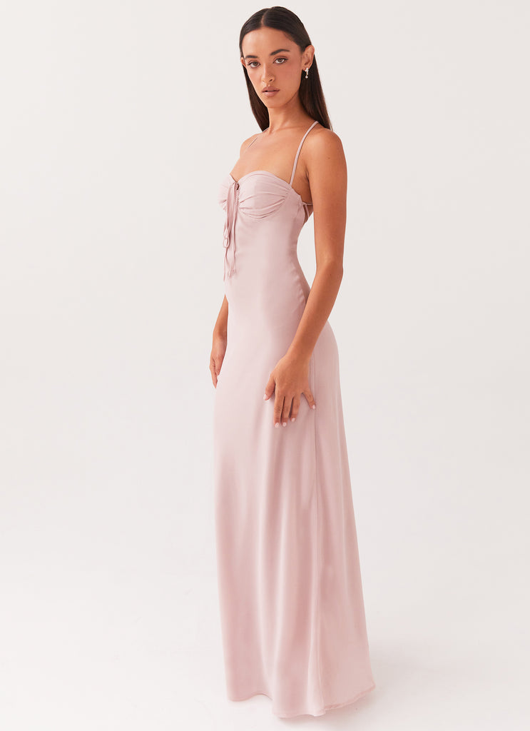 Womens Aveline Maxi Dress in the colour Mauve in front of a light grey background