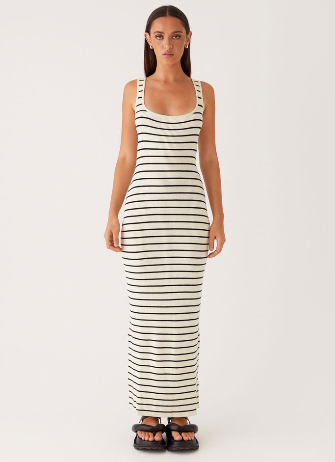 Lianna Stripe Maxi Dress - Ivory Black Stripe