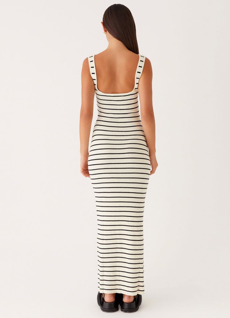 Lianna Stripe Maxi Dress - Ivory Black Stripe