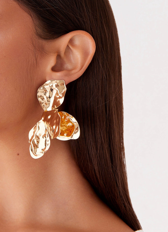 Stonelet Statement Earrings - Gold