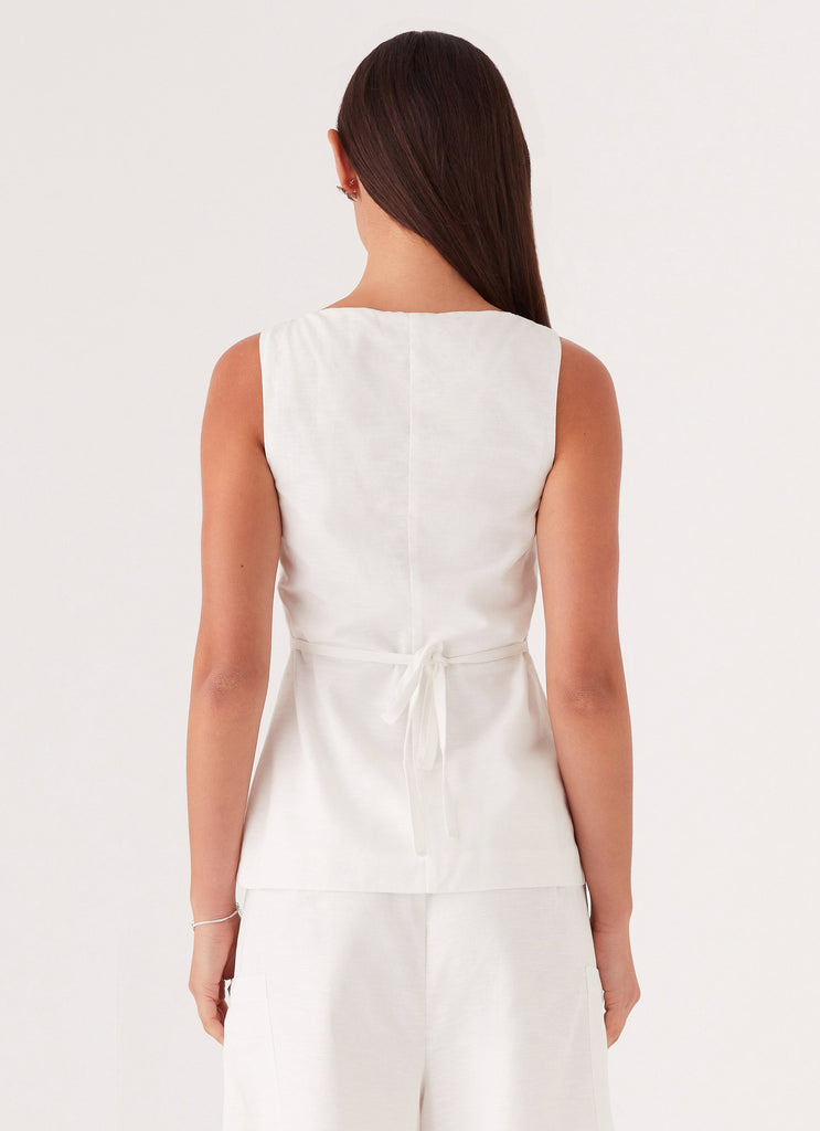 Mayzie Linen Vest - White