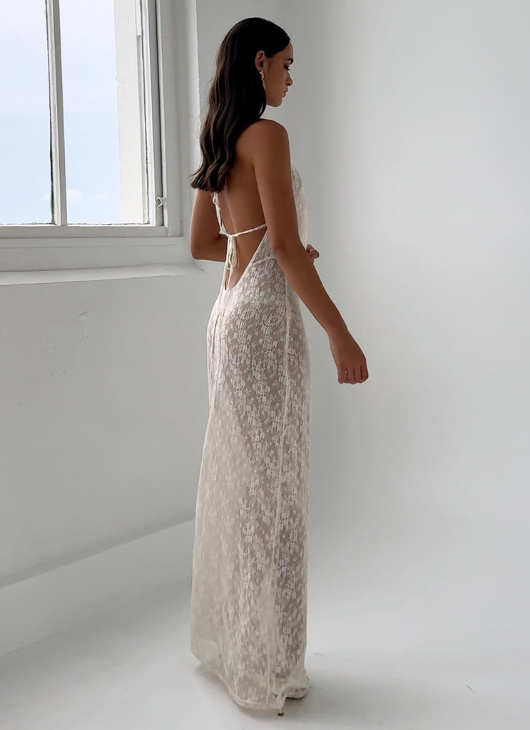 Womens Champagne Coastline Maxi Dress in the colour Ivory in front of a light grey background