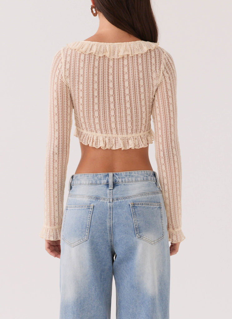 Lacey Knit Shrug Top - Ivory