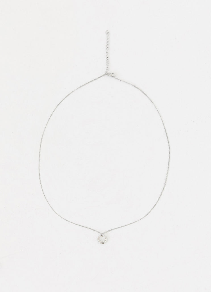 Womens Eulalie Pendant Necklace in the colour Silver in front of a light grey background