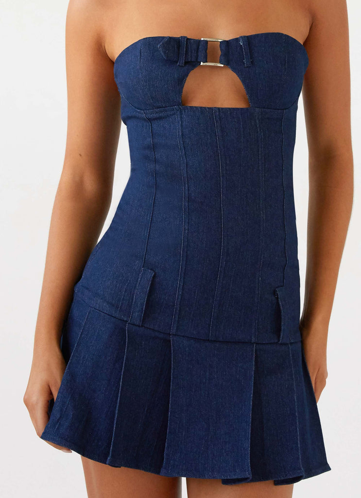 Case Closed Mini Dress - Dark Indigo