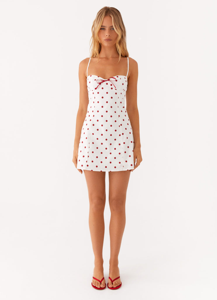 Perla Mini Dress - White Polkadot