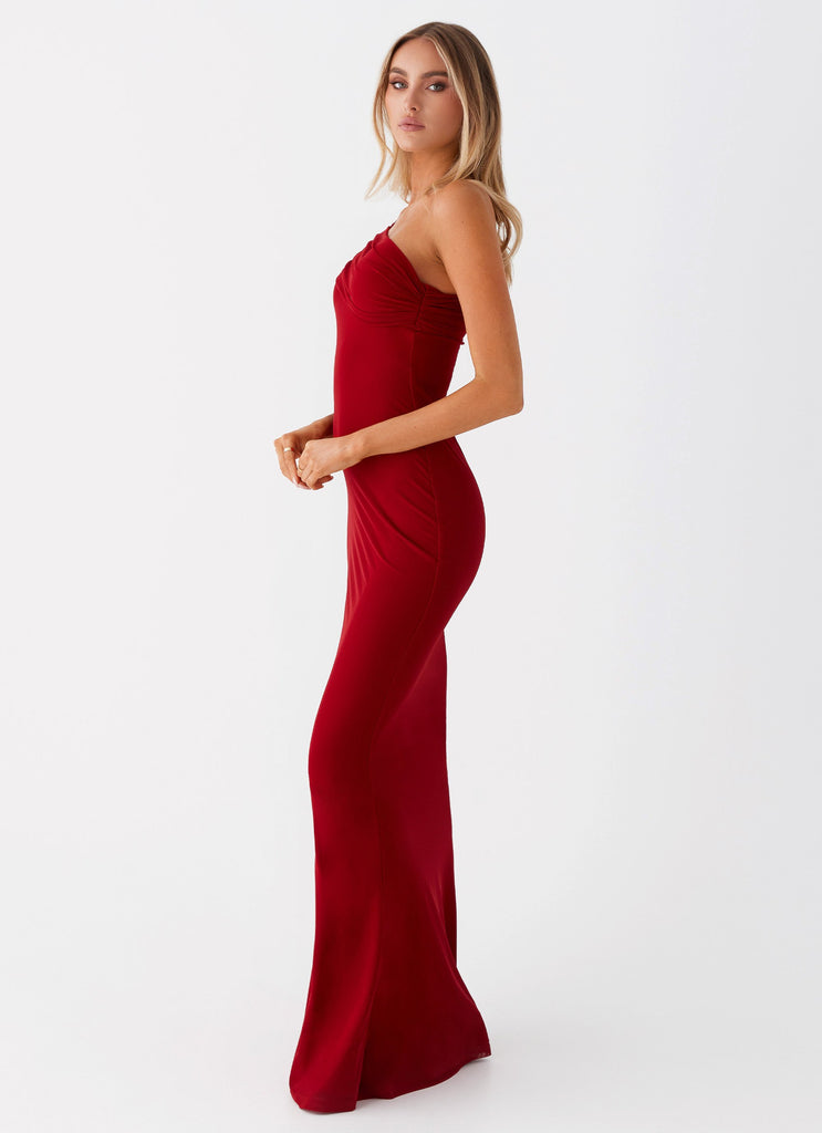 Womens Reine Maxi Dress in the colour Red in front of a light grey background