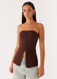 Riveria Strapless Top - Chocolate