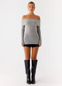 Romeo Bardot Knit Top - Grey