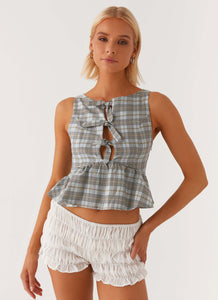 Romina Tie Top - Check