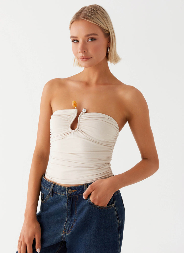 Womens Rudy Tube Top in the colour Ivory in front of a light grey background