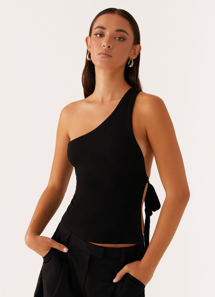 Safiya One Shoulder Top - Black