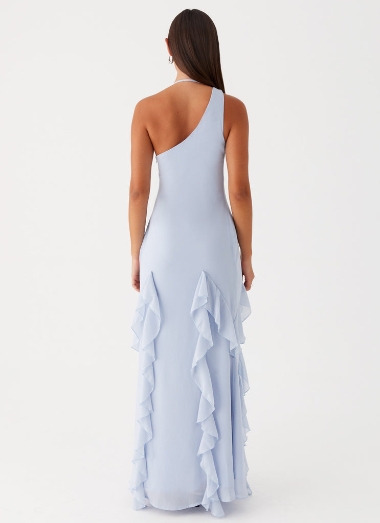 Womens Sammie Maxi Dress in the colour Blue in front of a light grey background