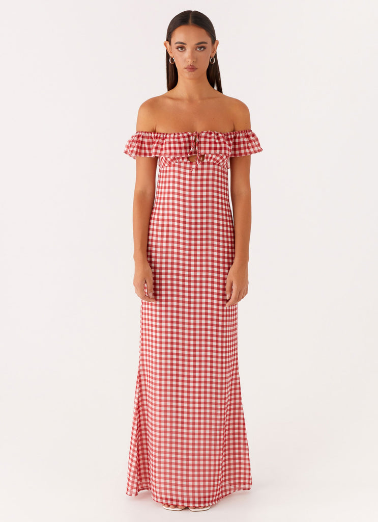 Scarlet Cherry Maxi Dress - Red Gingham