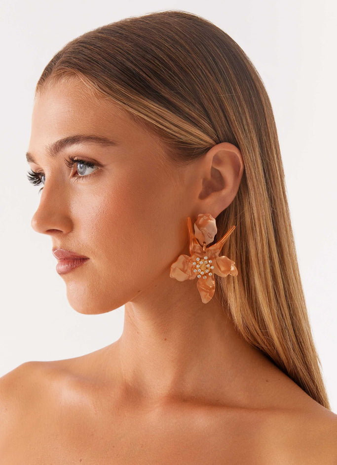 Siesta Flower Earrings - Orange