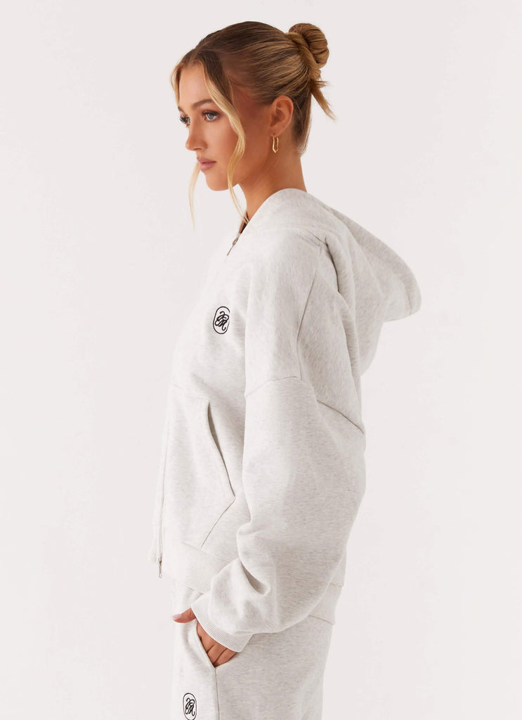 Signature Double Zip Up Hoodie - Grey