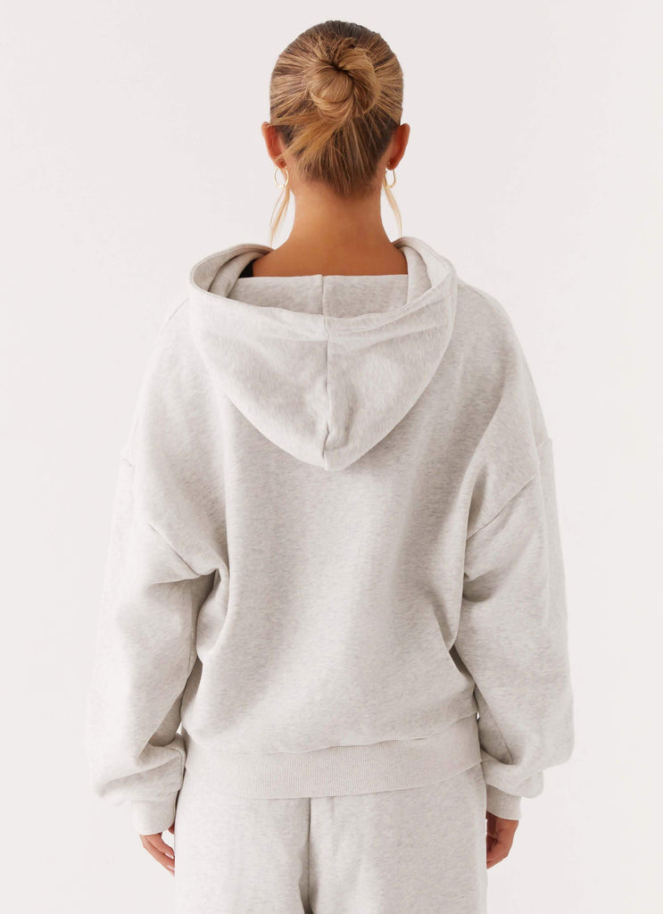 Signature Double Zip Up Hoodie - Grey