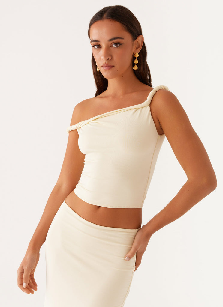 Solace Soul Twist Shoulder Top - Yellow