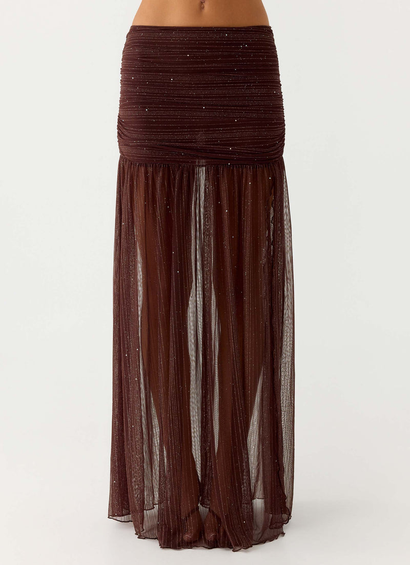 Sparkling Night Maxi Skirt - Chocolate