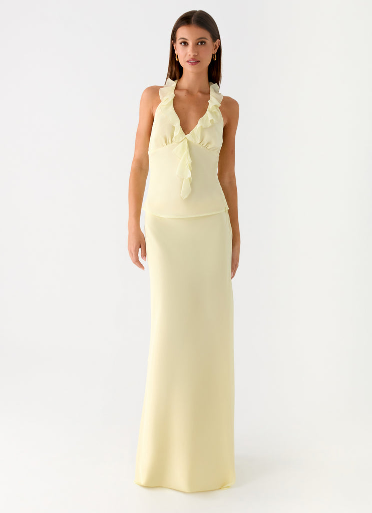 Star Girl Chiffon Maxi Skirt - Yellow