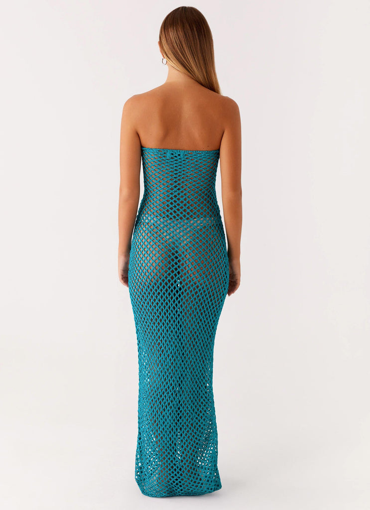 Sun Kissed Crochet Maxi Dress - Blue