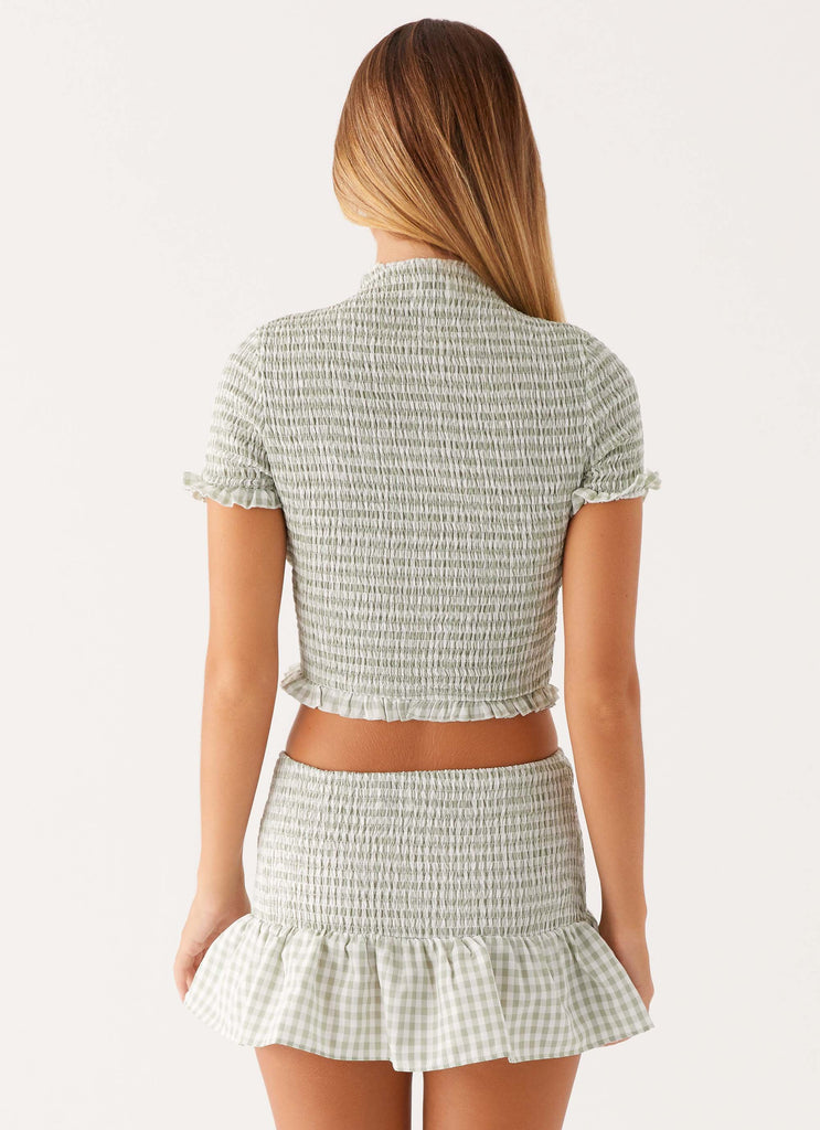 Sweetest Pie Mini Skirt - Sage Gingham