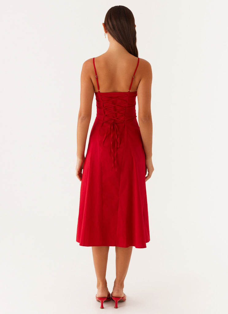 Thoughts Of You Midi Dress - Red