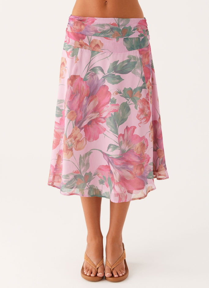 Valley Midi Skirt - Pink Floral