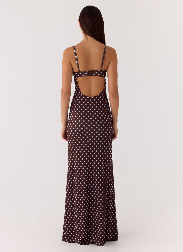 Vamonos Maxi Dress - Chocolate Blue Dot