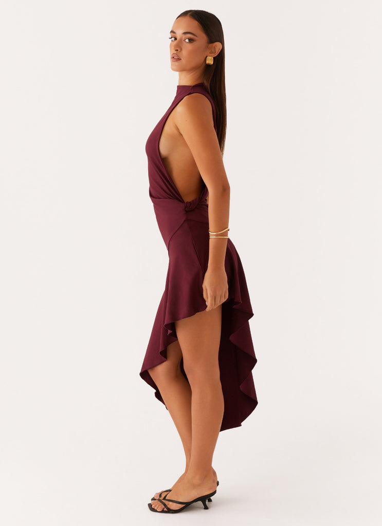 Venetia Asymmetric Maxi Dress - Deep Maroon