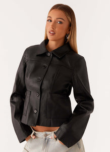 Verona Faux Leather Jacket - Black