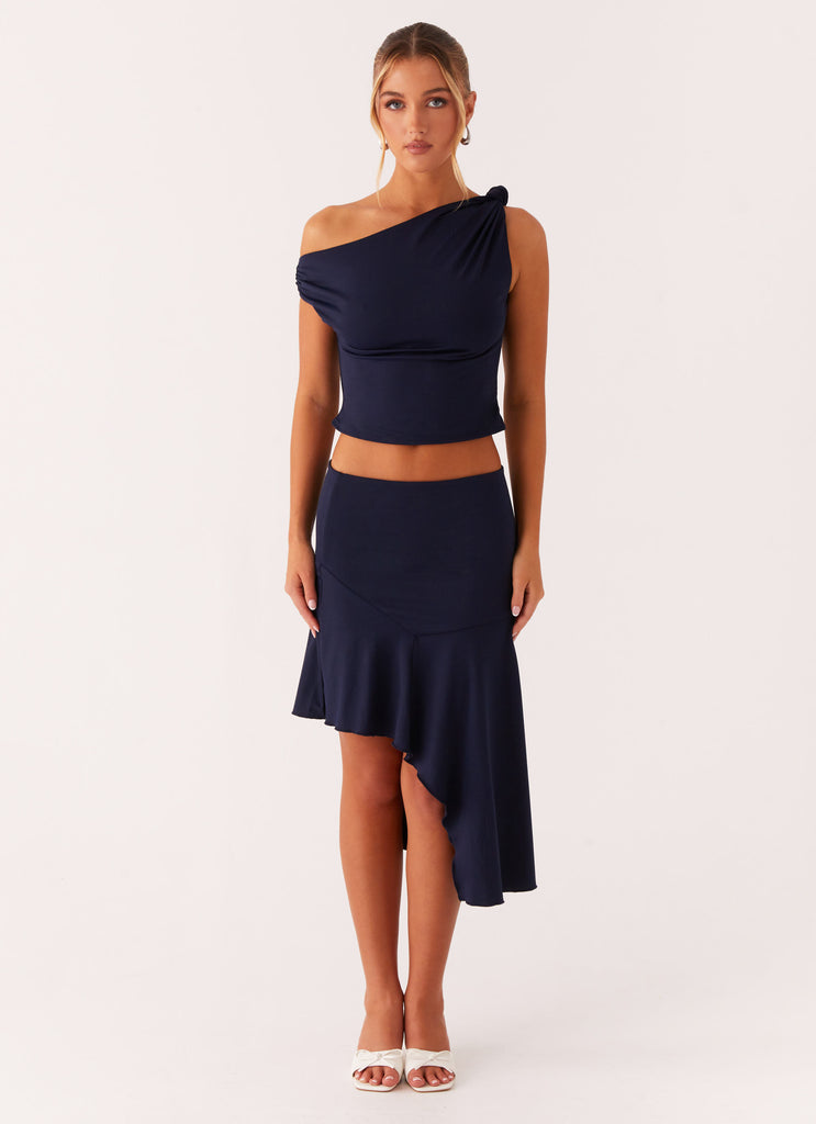 Viola Twist Shoulder Top - Navy