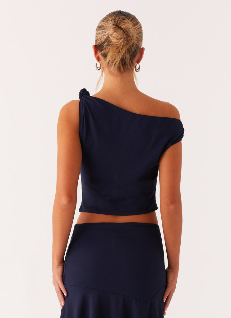 Viola Twist Shoulder Top - Navy