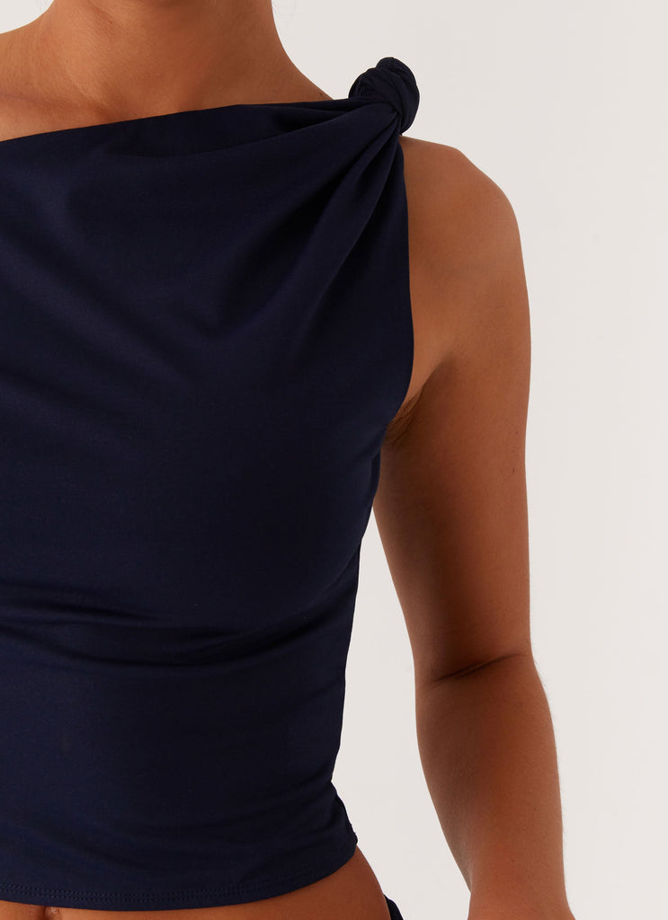 Viola Twist Shoulder Top - Navy