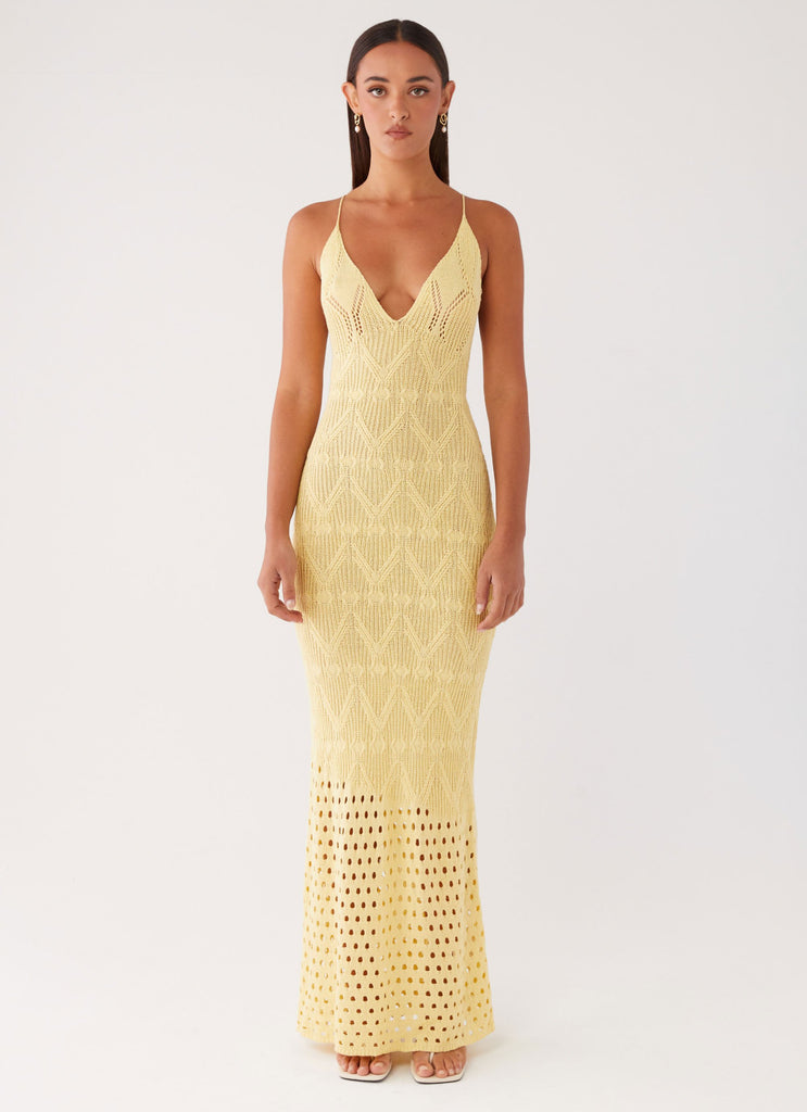 Vivid Dreams Crochet Maxi Dress - Yellow