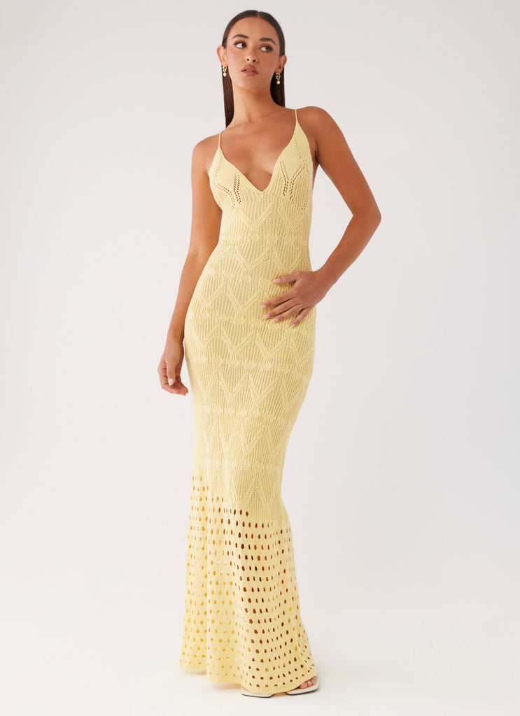 Vivid Dreams Crochet Maxi Dress - Yellow