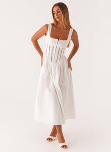 Waiting On You Midi Dress - White