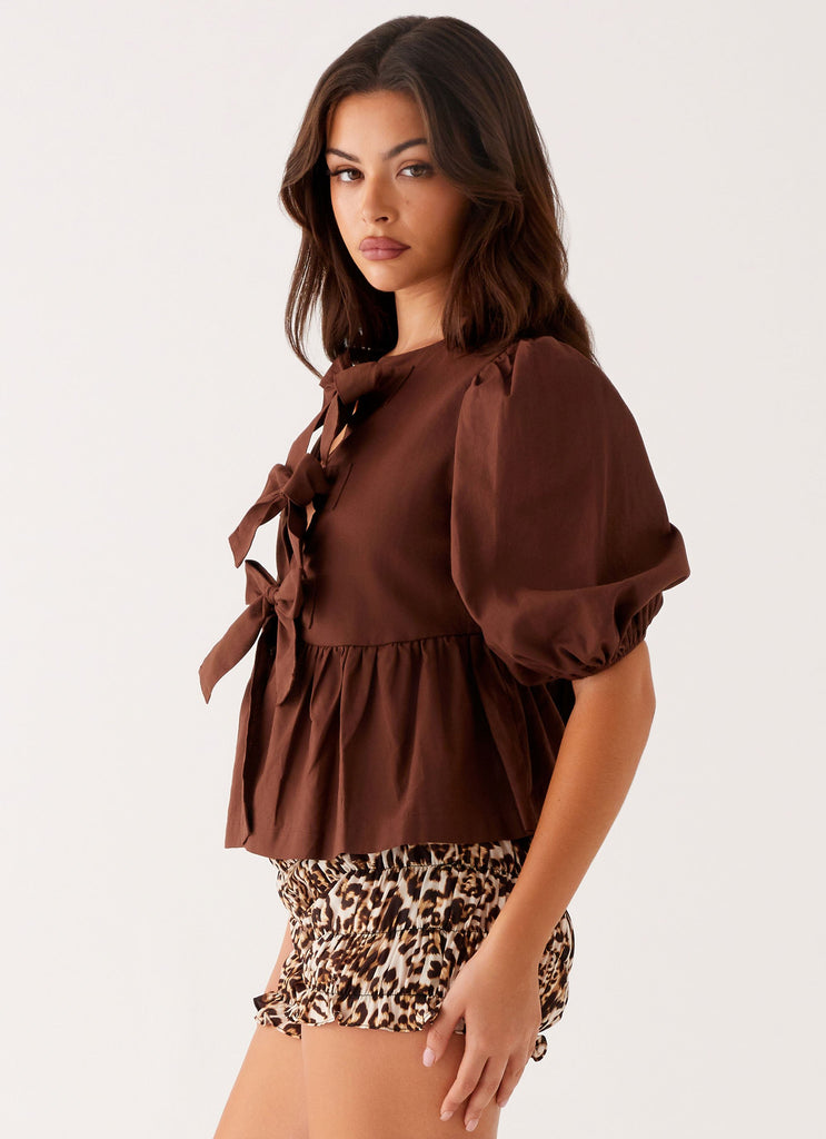 Western Wind Tie Top - Chocolate