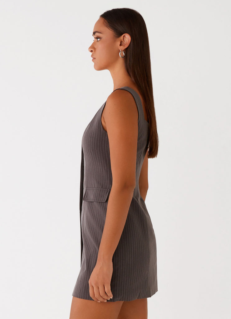 Westwood Mini Dress - Grey Pinstripe