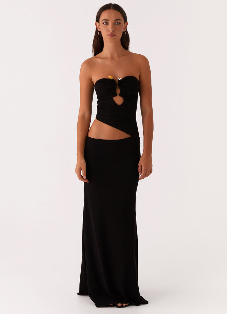 Wild Roses Maxi Dress - Black