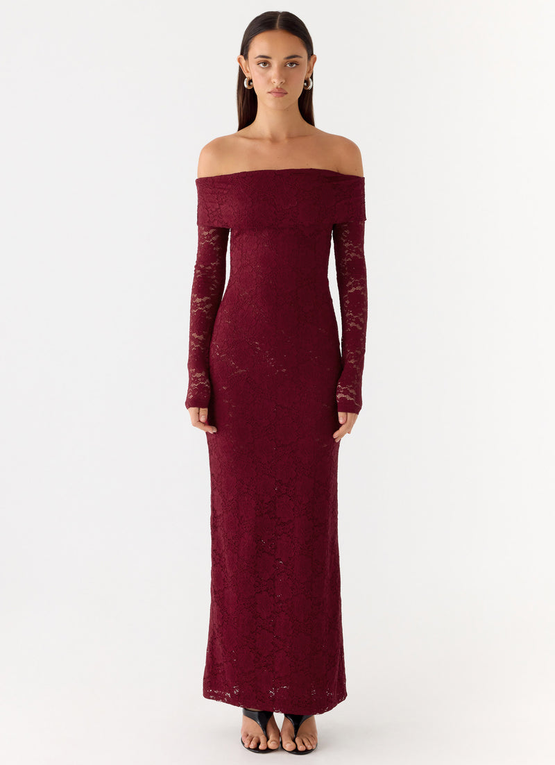 Yours Always Lace Maxi Dress - Merlot