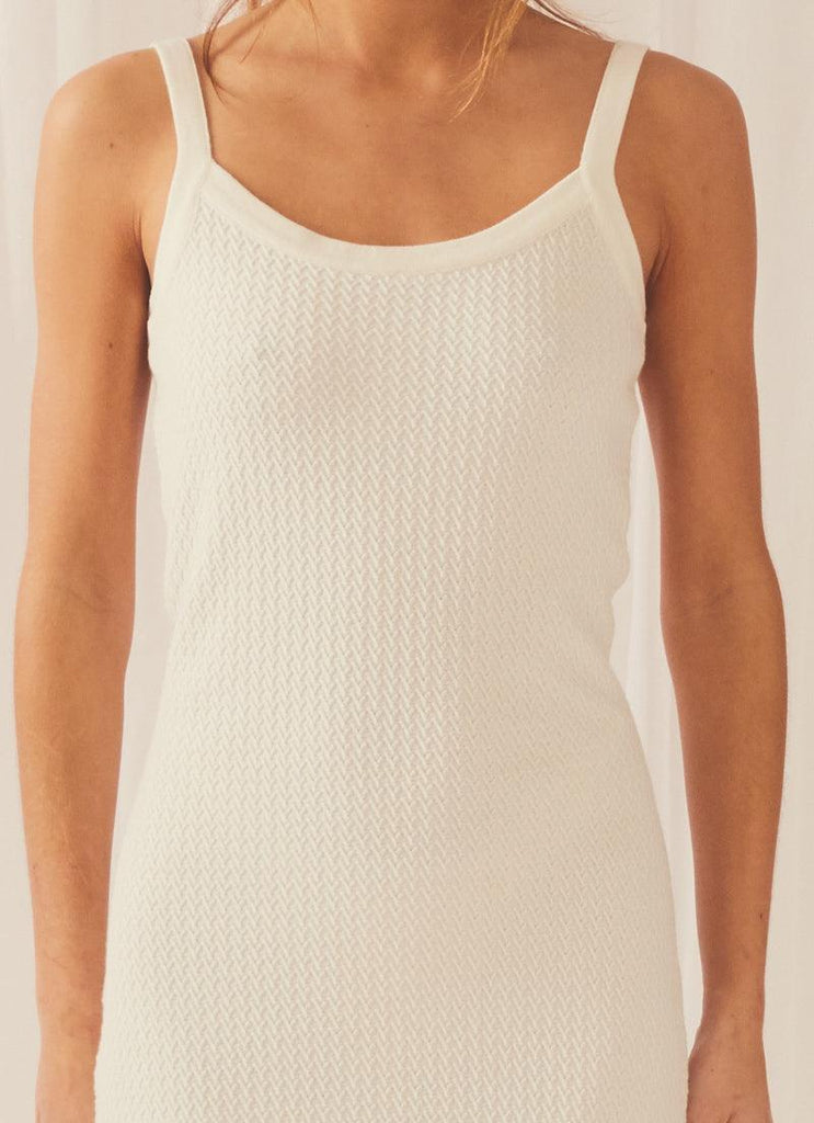 Coco Crochet Midi Dress - White - Peppermayo